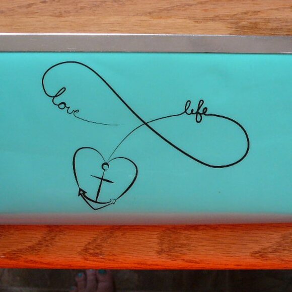 Love Life Black Script Turquoise & Silver Metal Trim Wallet Clip Closure - Picture 3 of 10